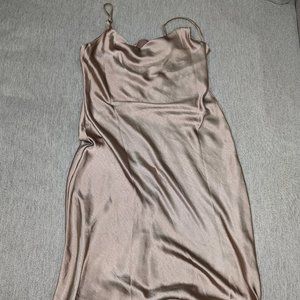 Oak + Fort Cowl Neck Slip Dress Taupe, Size M